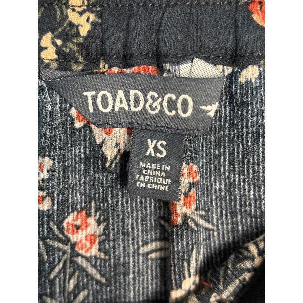 Toad&Co Manzana Skirt Black Floral Organic Cotton Midi Button Front XS 2290 - Picture 4 of 6